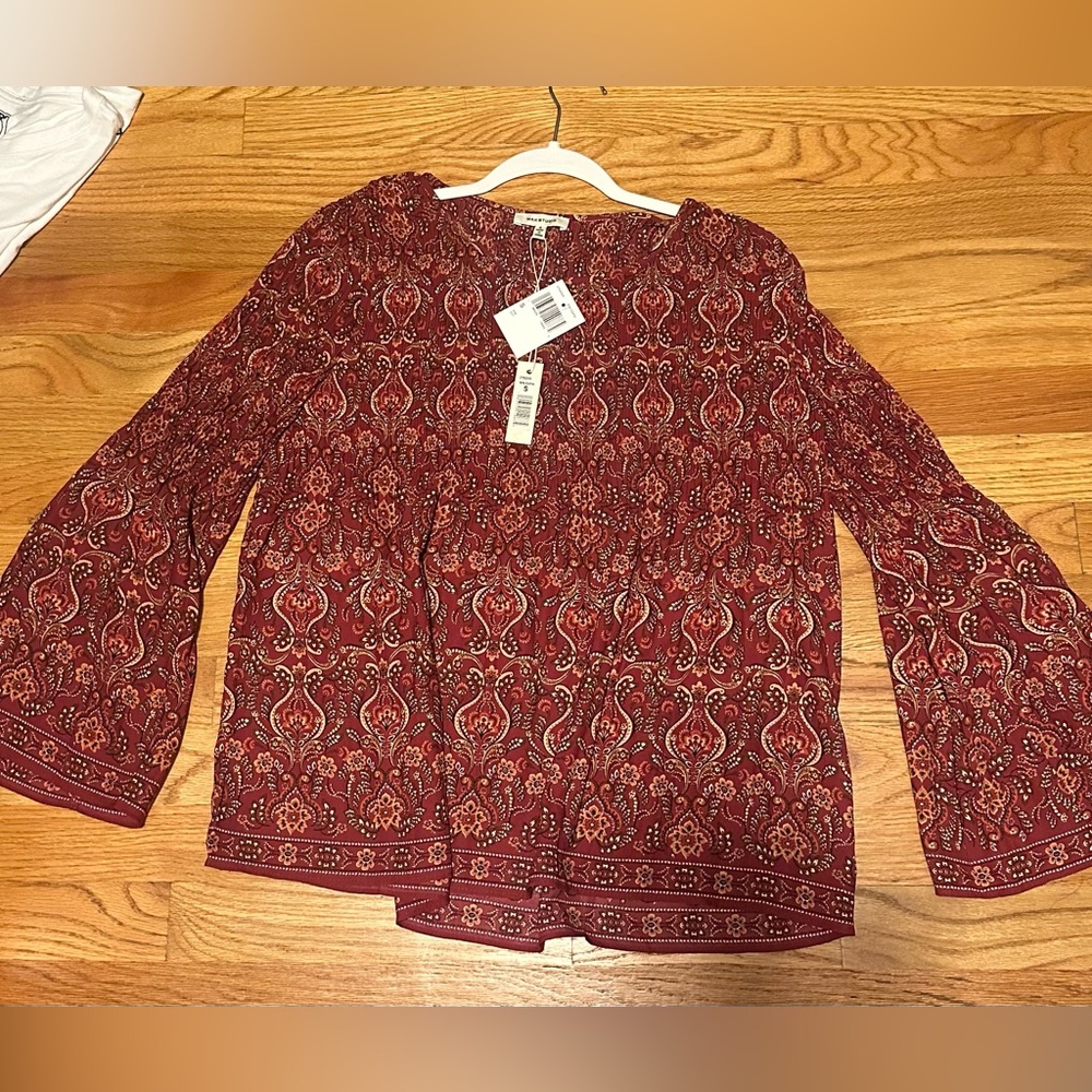 Max Studio Burgundy Paisley Blouse